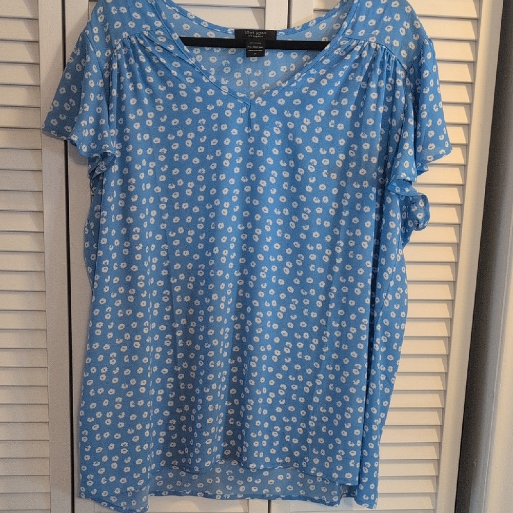 Elegant Blue Floral Women's Blouse